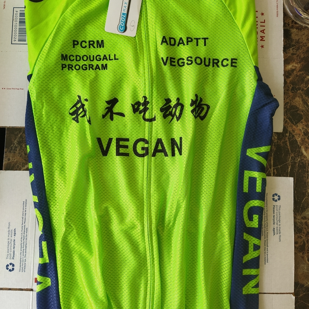 Florescent Green Vegan Cycling Jersey Large